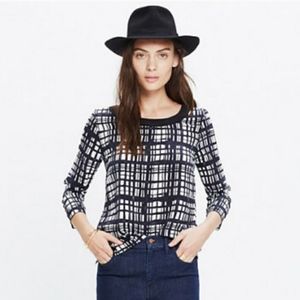 Madewell Silk Retrospect Top in Brushstroke Plaid